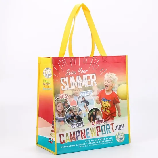 Borsa non tessuta in PP con stampa a caldo OEM per borsa regalo non tessuta laminata ad ultrasuoni per supermercato con manici