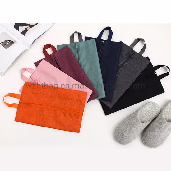 Borsa per scarpe antipolvere con cerniera in tessuto Oxford da viaggio impermeabile all'ingrosso