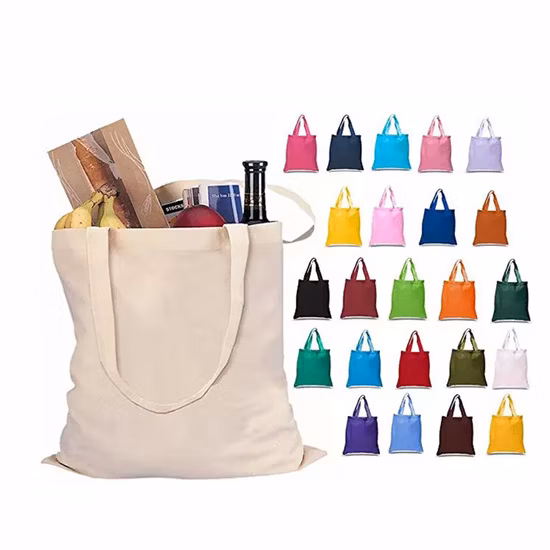 Borse tote in tela stampate personalizzate Borsa tote in lino in cotone organico di colore naturale Borse per la spesa semplici in mussola di cotone al 100%.