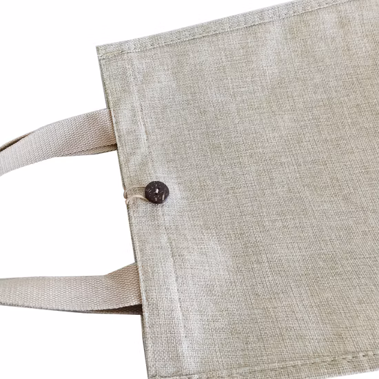 Borsa shopping personalizzata in cotone e lino con chiusura a bottone